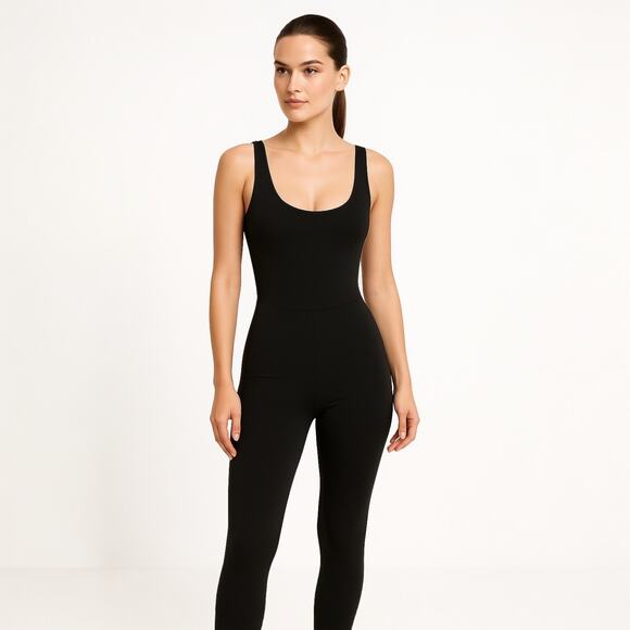 WeWoreWhat Black Sleeveless Activewear Yoga One Piece Bodysuit Jumpsuit Romper S - Picture 1 of 5
